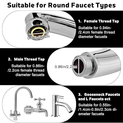 3 Pack Sink Water Filter Faucet, 360 ° Rotating Kitchen Faucet Water Purifier, Bathroom Faucet Filter Removes Chlorine Fluoride Hard Water for Home Kitchen & Bathroom (A-13 Pcs)