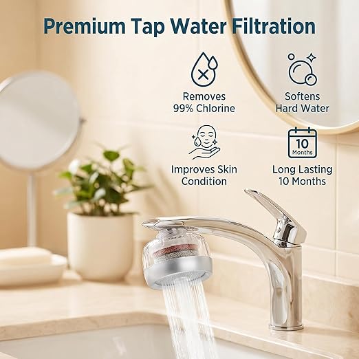 LongLasting Bathroom Sink Faucet Water Filter .Removes 99% Chlorine Heavy Metals. Hard Water Softener. Kitchen Purifier. Relieve Dry, Rough&Itchy Skin, Suitable for Sensitive Skin.TWF Series