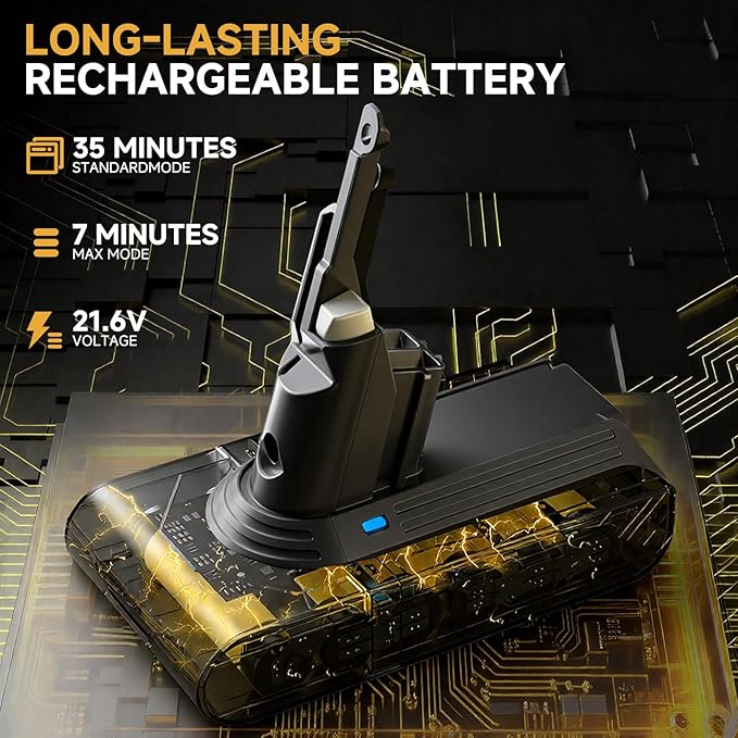 Upgraded 8000mAh V7/SV11 Battery Replacement Compatible with Dyson V7 Animal/Trigger/Motorhead/HEPA/Car+Boat/Absolute Series Cordless Vacuum Cleaner with 5 Filters (4 Pre + 1 Post)