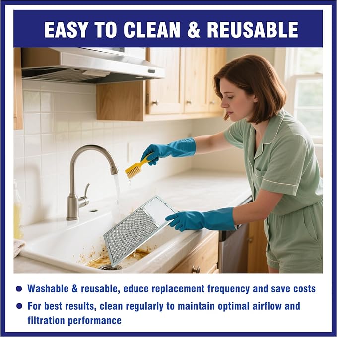 2 Pcs R610027 Range Hood Grease Filter Replacement with Light Lens Compatible with Broan R610027 SR610027 1568322 1568323 PM25WW PM25BL AL9245, 7-5/8'' x 14-1/8''