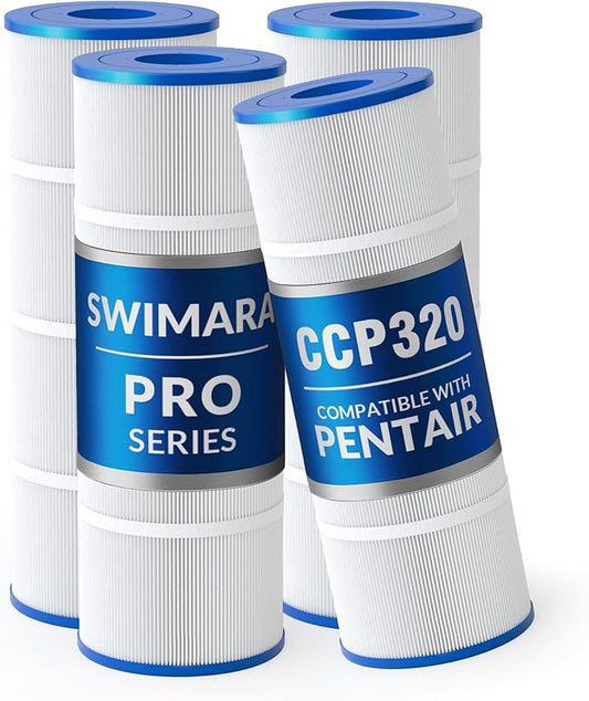 Pro Series Filter Cartridge, Replacement for PCC80 R173573 178580 817-0081 Unicel C-7470 Filbur FC-1976, Compatible with Pentair Clean & Clear Plus 320, 3oz Trilobal Fabric, 320 Sq. Ft. 4-PK