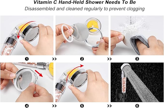 Filter Shower Head, High Pressure 8 Inch Rainfull with Filter Combo for Hard Water, Remove Chlorine Fluoride and Harmful Substances- 1 Replaceable Filter Cartridge (Round, Chrome)