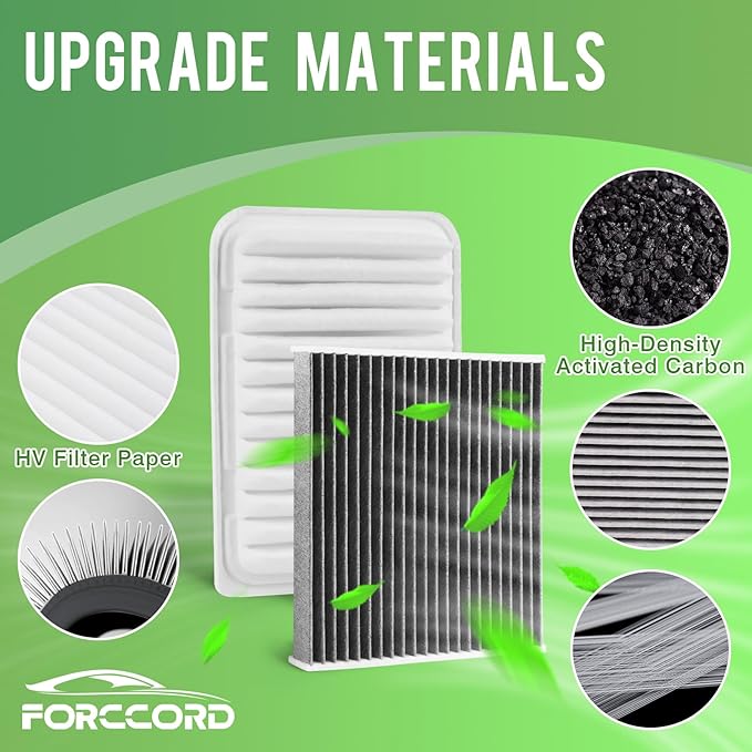 Cabin & Engine Air Filter Fit for Toyota Camry Hybrid (2007-2011), Highlander Gas (2008-2013) Activated Carbon Cabin Filter Replace#CF10285 CA9360 Car Accessories