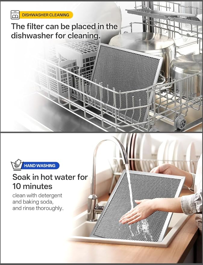 W10169961A Whirl-pooll Aluminum Range Hood Filters 10.5" x 12.5" -Layer Aluminum Mesh Hood Vent Filter, Universal Cooker Hood Metal Mesh Filter Blocks Grease & Filters Air（2 Pack）