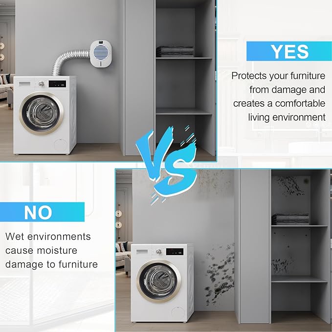 Kiss Core Upgrade 4-in-1 Indoor Dryer Vent Box With Dehumidifier for Protect Furniture, Electric Dryer Kit, Lint Trap, Intelligent Temperature and Humidity Display