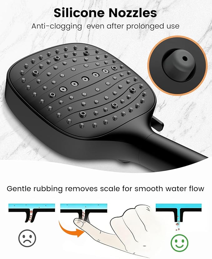 Filtered Shower Head High Pressure 7 Mode, Black Handheld Shower Head with Hose and Filters for Hard Water, Remove Chlorine-Reduce Dry Itchy Skin, Anti-clog Nozzles, Built-in Power Wash to Clean Tub