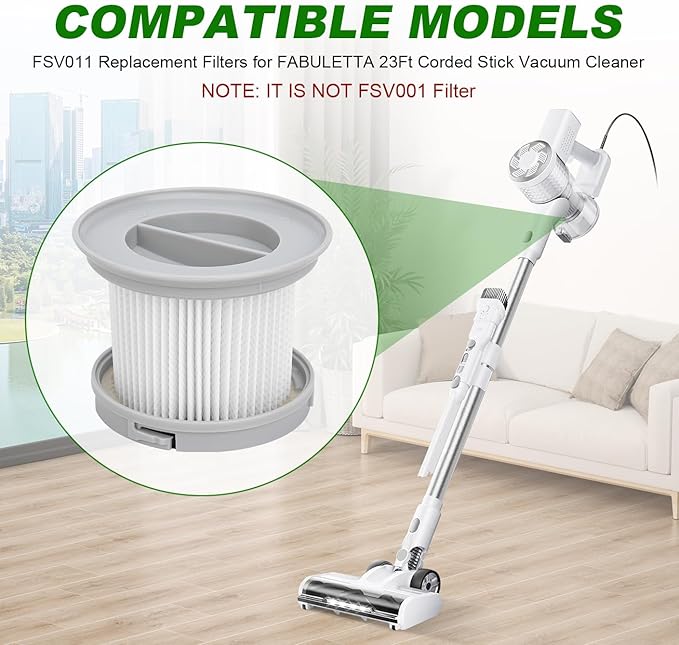 FSV011 Replacement Filters for FABULETTA 23Ft Corded Stick Vacuum Cleaner - 2Pack (NOTE: IT IS NOT FSV001 Filter)