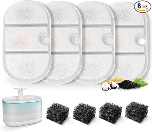 8 Packs Replacement Cat Fountain Filters Compatible with PETLIBRO Capsule Pet Fountain: PLWF002,71oz/2.1L Ultra Quiet-BPA-Free, Two Flow Modes Pet Dispenser