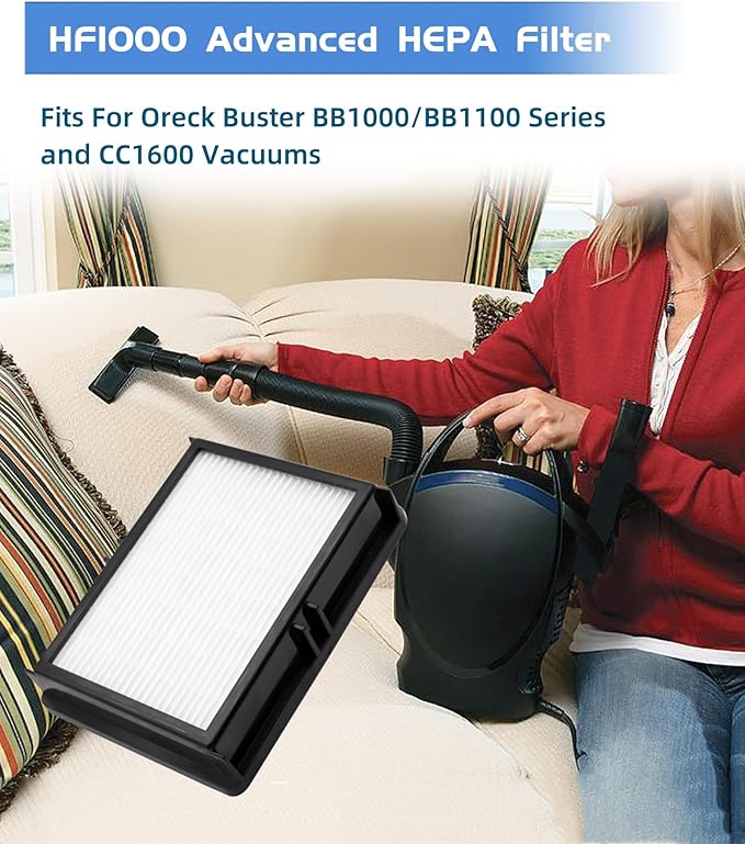 2 Pcs HF1000 HEPA Filters Fits For Oreck Buster BB1000/BB1100 Series and CC1600 Vacuums,Replacement Vacuum Filters for Oreck