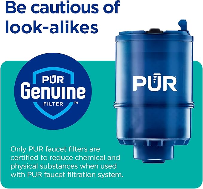 PUR Plus Vertical Faucet Mount Water Filtration System, Lead-Reducing Filter, Great-Tasting, Easy Install, Lasts 100 Gallons, Faucet Water Filter, Compatible with Sinks with External Aerators, Chrome