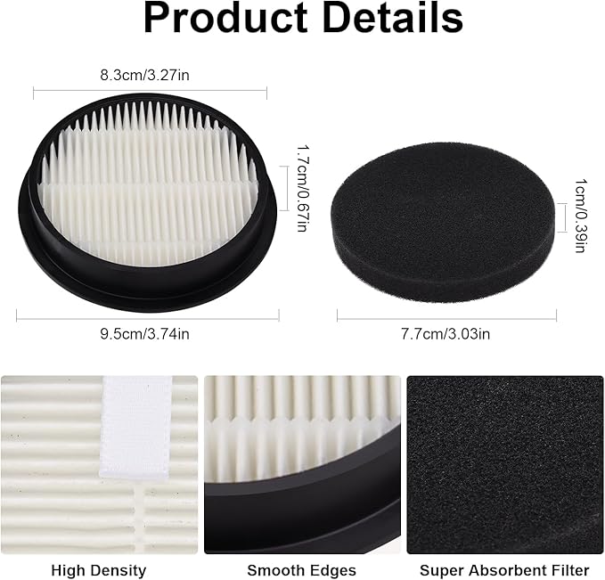 Replacement Filter Compatible with AFNOP AceVac 11 Cordless Vacuum Cleaner, Washable Hepa Filter Accessories Part (2 Filter)