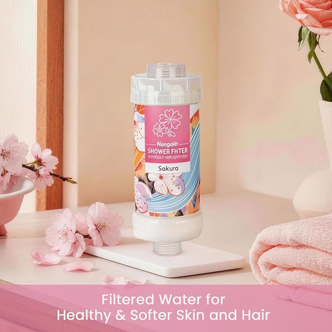 Vitamin-C Handheld Showerhead Filter For Hard Water, Luxurious Scent Skin Care & Hair Enhancement Softener Purifier, Aromatherapy Water Purify, Sakura Odor