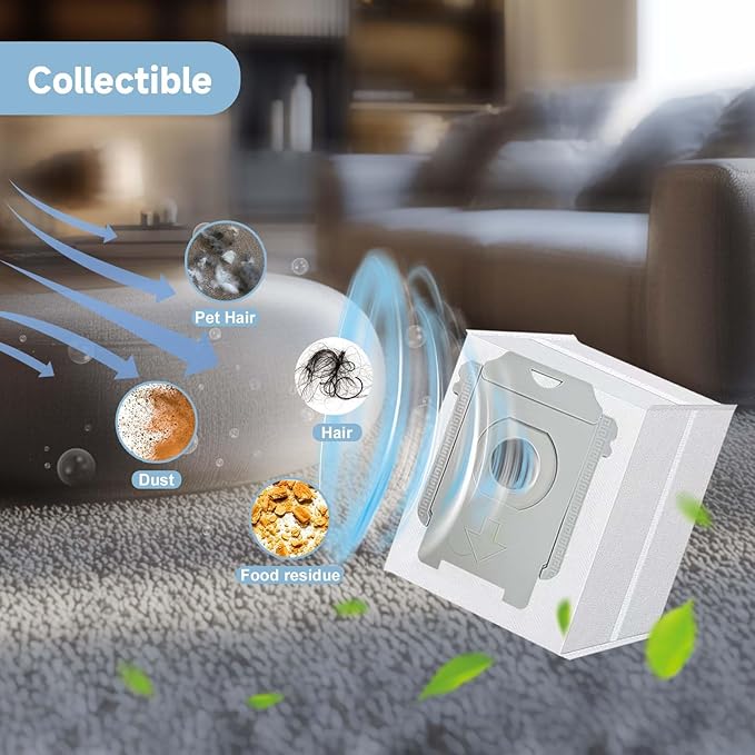 WAIKAS 12 Pack Vacuum Bags for iRobot Roomba i7+, i7 Plus, i3, i3+, i4, i4+, i5, i5+, i8, i8+, i6, i6+, j5, j5+, j7+, s9+, s9 Plus, i/s/j Series Clean Base Automatic Dirt Disposal Bags