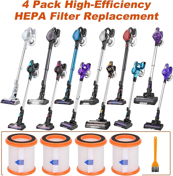 Vacuum HEPA Filter Replacement for MOOSOO XL-618 Pro and Voweek VW-VC08 Cordless Vacuum Cleaner Replacement Parts