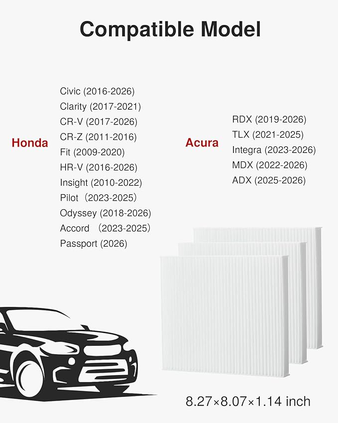 Puroma Cabin Air Filter Replacement for CP182, CF11182, Honda Civic, Clarity, CR-V, CR-Z, HR-V, Fit, Insight, Odyssey, Acura MDX, RDX, TLX, INTEGRA