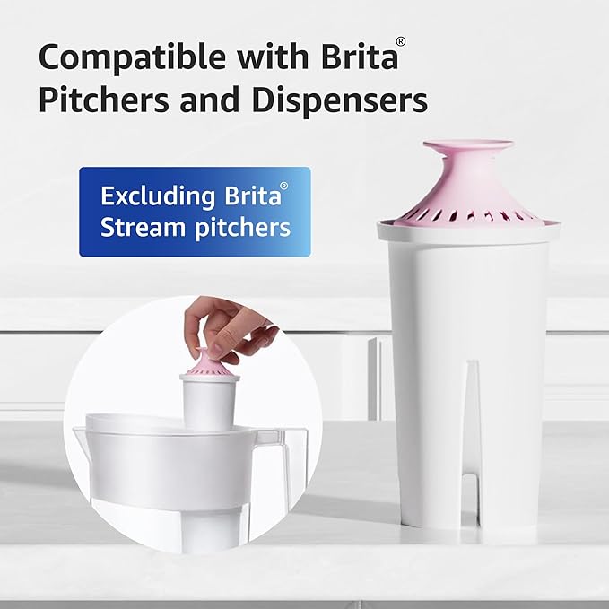 Overbest 7006-MG Magnesium Pitcher Water Filter, Replacement for Brita® Filter, Pitchers and Dispensers, Brita® Classic 35557, OB03, Mavea® 107007, and Amazon Basics® 10-Cup Pitcher, 6 Pack