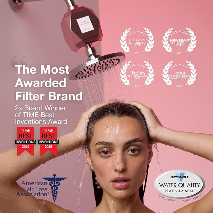 Filterbaby Diamond Shower Filter, IAPMO Certified to NSF177 Standard,Expert Developed Filter for Skin&Hair,Lab Tested to Reduce up to 99% Chlorine,Chloramine&Impurities,Eco Friendly Long Lasting