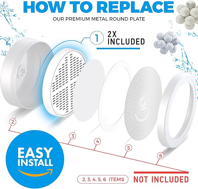 AquaHomeGroup 20 Stage + Vitamin C E and A Shower Filter Cartridge Bundle 2-Pack - Reduces Chlorine, Heavy Metals and Sediment - No Housing