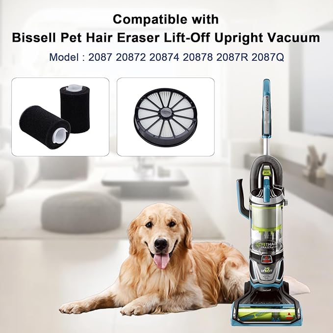 2087 Filter Replacement Compatible for Bissell Pet Hair Eraser Lift-Off Upright Vacuum Models-2087 Series,20872,20874,20878,2087Q,2087R, Vacuum Filter Replacement Accessories, Compare to Part#1612637