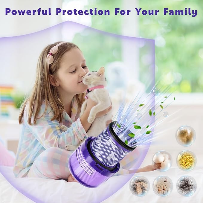 4 Pack V11 Vacuum Filters Replacement for Dyson-V11 Animal V11 Torque Drive V11 Extra V11 Complete V15 Detect V15s Detect Submarine Cordless Vacuum Cleaners, Replace Part # 970013-02