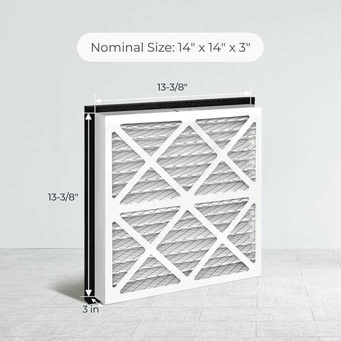 Vilaso 14x14x3 MERV 13 Pleated Air Filter Replacement for Zephyr VGF Series 14x14x3 Whole Home Return Air Grille, 3" Deep Pleat Filter Fits 1" Standard Return Grilles with No Modification, 2 Pack