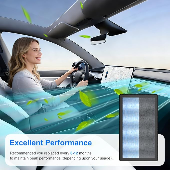 Model 3 Model Y Cabin Air Filter Accessories for Tesla Model 3/Y 2016-2024/2025/2026 Including Juniper Highland Series, 3-in-1 Filtration System True HEPA & Activated Carbon, 2 Pack