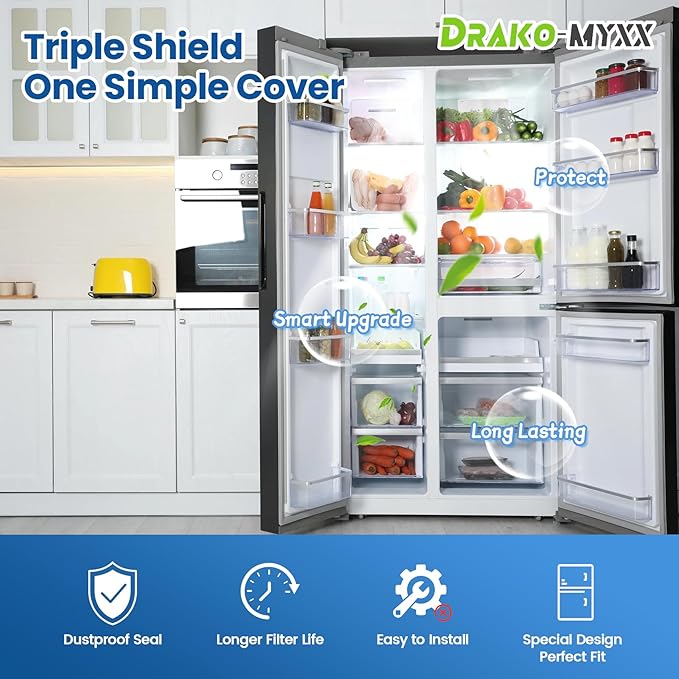 ADQ75493301 New Upgraded Refrigerator Air Filter Cover Replacement, Come with The LT120F Refrigerator Air Filter(3 Packs), Fresh Air Filter Cover, Compatible with LG Refrigerator Models