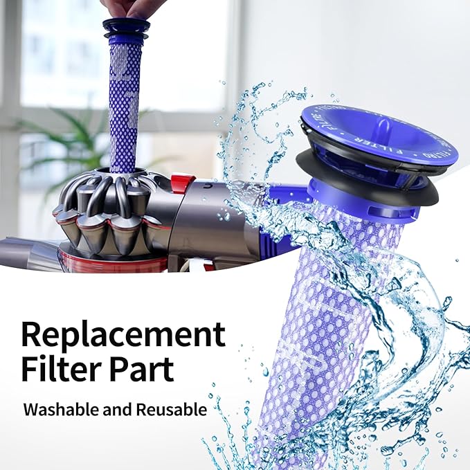 Motor Rear Cover Front Rear Filter for Dyson V7 V8 Vacuum Cleaner Rear Cover Pre Filter Post Filter Replacement Part(Motor Back Cover and Front Rear Filter)