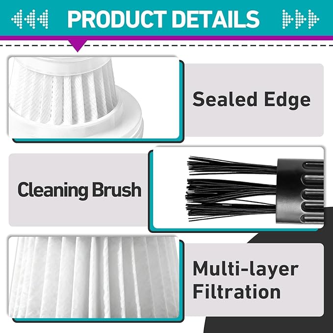 18 Pcs HEPA Vacuum Filters Compatible with Compact Cordless Vacuum Cleaner as Seen on TV, Washable Reusable Filters with Cleaning Brush (White)