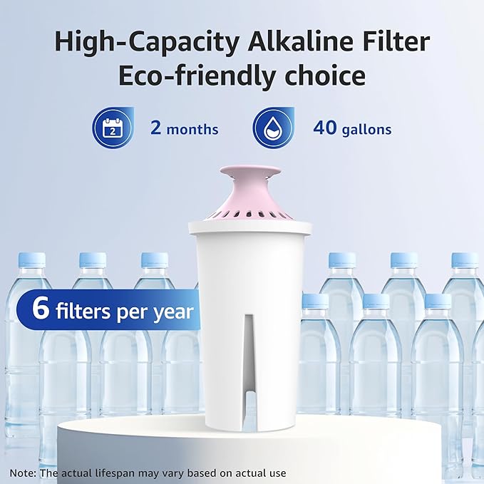 Overbest 7006-MG Magnesium Pitcher Water Filter, Replacement for Brita® Filter, Pitchers and Dispensers, Brita® Classic 35557, OB03, Mavea® 107007, and Amazon Basics® 10-Cup Pitcher, 6 Pack