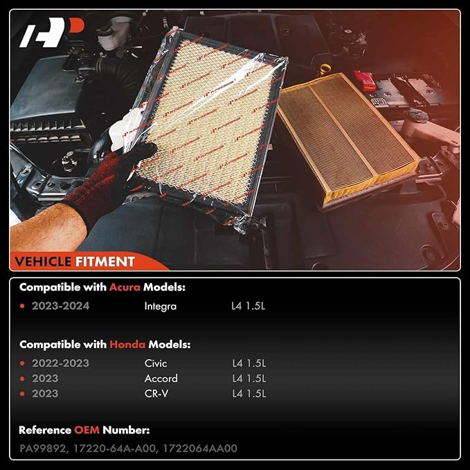 A-Premium Engine Air Filter Compatible with Honda CR-V CRV 2023, Civic 2022-2023, Accord 2023 & Acura Integra 2023-2024, 1.5L, Replace# 1722064AA00