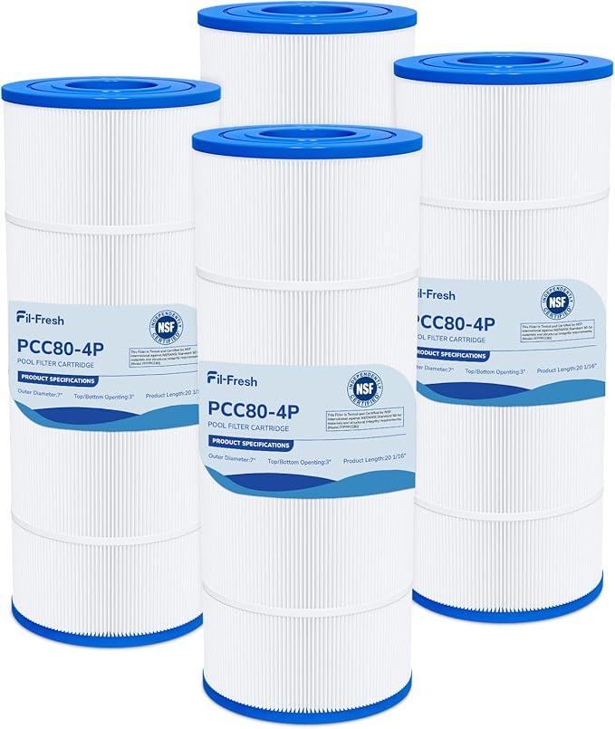 Fil-fresh CCP320 Pool Filters Cartridge Compatible with Pentair Clean & Clear Plus 320, Replaces Pleatco PCC80-PAK4, Pentair R173573, 178580, 160340, 4×80 sq. ft, 4-Pack