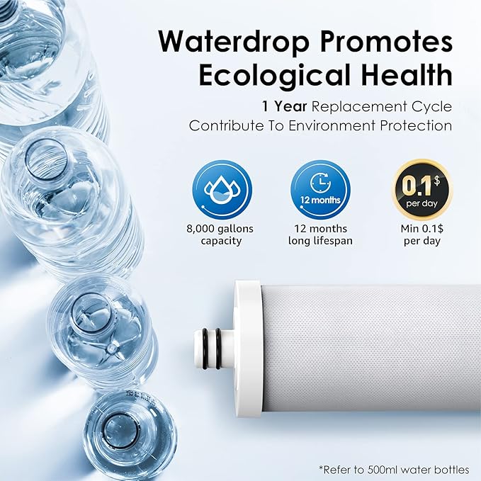 Waterdrop CFF-01 Water Filter Replacement for Waterdrop WD-CTF-01/CTF-02, NSF/ANSI 42&372 Certified, 5-stage Water Filter, Reduces Heavy Metals, Bad Taste and Up to 99% of Chlorine