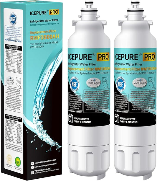 ICEPURE PRO ADQ73613401 NSF401&473&53&42 Certified Refrigerator Water Filter Compatible with LG LT800P, LT800PC, Kenmore 9490, ADQ736134 ADQ73613402 ADQ75795104 LSXS26326S LMXC23746S LMXC23746D, 3PACK