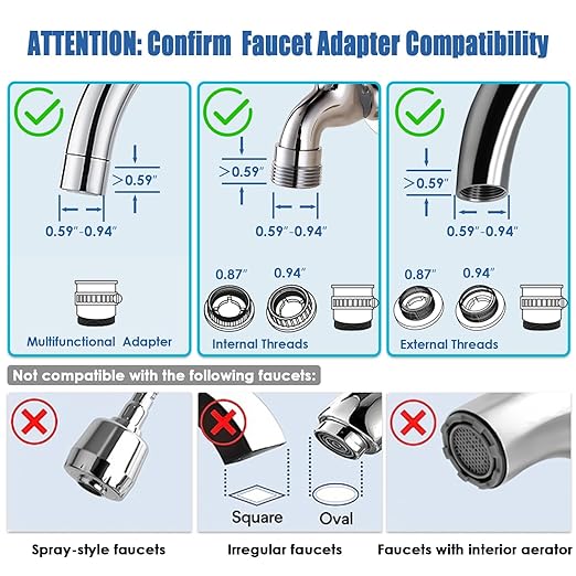 Vortopt Faucet Filter,NSF Certified,400 Gallon High Efficiency Water Purification System, Fast 99% Chlorine & Odor Removal,Modern Simple Silver with 1 Water Filter（T1-Silver）