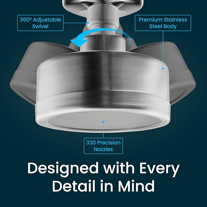 LAIFsolutions Swivel Shower Head for Vortex-Action Shower Filter – Advanced Purification with Copper-Zinc KDF for Hard Water – Reduces Chlorine & Heavy Metals – Revitalizes Skin & Hair (Sprayer)