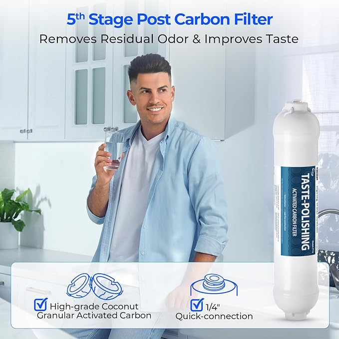 iSpring F7-GAC NSF Certified 1-Year Replacement Filter Cartridge Pack, 7-Count for Standard 5-Stage Reverse Osmosis (RO) Systems
