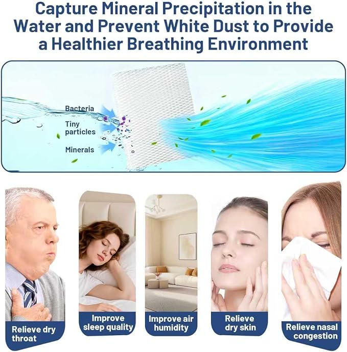 4 Pack MD1-0034 Humidifier Wick Replacement Filter Compatible with Vornado EV100, EV200, EVDC300, EVDC500, Evap2, Evaporative Humidifiers, 1 inch Thick