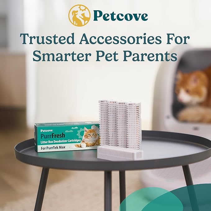 PetCove Cat Litter Box Odor Absorber – PurrTek Max Activated Charcoal Replacement Pods – 5 Pack Fragrance Free Ammonia Scent Eliminator Cartridges for Freshness