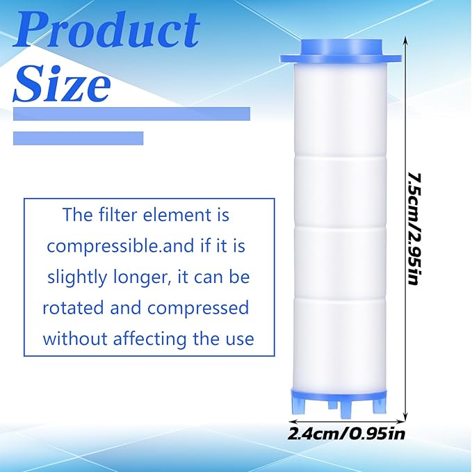 10 Pcs Shower Head Filter Replacement, 2.95"x0.94" Shower Head Filters, PP Cotton Showers Heads Filter Element Handheld Showerhead Filters