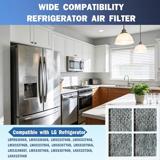 3 Pcs Refrigerator Air Filter for LG LRFDS3006S, LMXC22626S, LMXC23746D, LMXC23746S, LMXC23796D, LMXC23796S, LMXS30776D, LMXS30796S, LMX31985ST, LMXS30746S, LMXS30796D, LNXC23726S, LNXC23766D