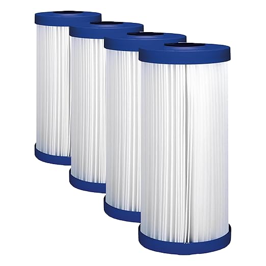 GE FXHSC Whole House Water Filter,Replacement for Water Filtration System,NSF Certified: Reduces Sediment,Rust&Other Impurities from-Water,Replace Every 3 Months for Best Results,1 Filter,(Pack of 4)