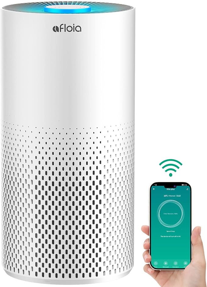 Afloia Air Purifiers for Home Bedroom Large Room Up to 1076 Ft², Smart WiFi Works with Alexa, 3-Stage Filter Cleaner Odor Eliminator, Pet Dander Pollen Allergy Dust Mold Smoke, 22dB, Kiloplus