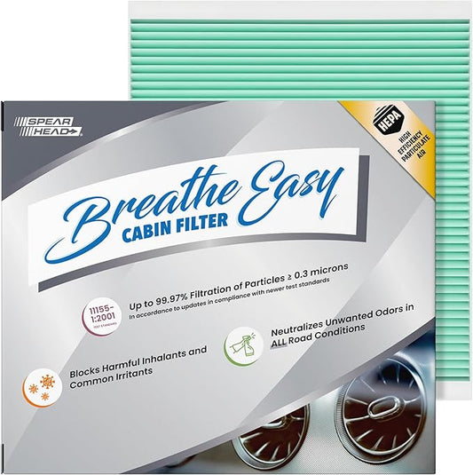 Spearhead HEPA Breathe Easy Cabin Filter, Up to 99.97% Filtration of 0.3 Micron Particles w/No Airflow Reduction (BE-966H)