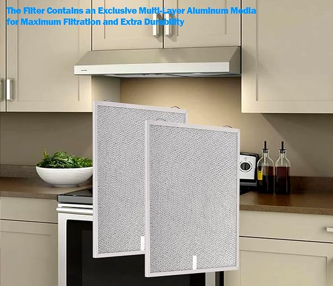 S99010430-002 Compatible with BR Range Hood Filter 13-7/8'' x 15-3/4" 4512880 Replacement HPF30 Nu-tone Grease Filter 2 Pack Upgrade 5-Layer Nutone Kitchen Exhaust Fan Filter Screen