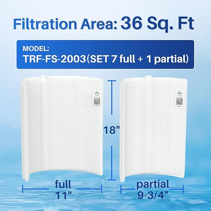 TOREAD FS-2003 DE Filter Grids 36 Sq Ft Vertical Swimming Pool Filter Replacement for Unicel PFS1836 Filbur FC-9530 Hayward DE3620 DEX3600DA Pentair Jandy Waterway 18 Inch Height
