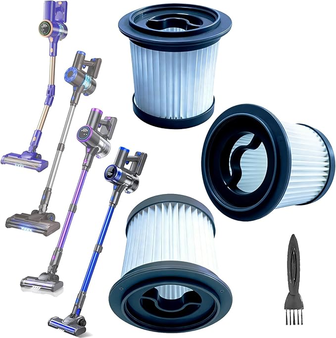 3Pack Hepa Replacement Filters Compatible with AIRDIYA P1/VG3, MHRMHR KP1108 and Bieiao BS01 Cordless Vacuum Cleaner, Washable Pre-motor Filters Works with UKDMROX E23 & Nioga P2 Upright Vac