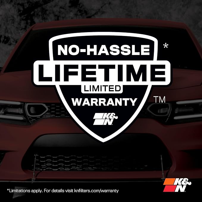 K&N High-Flow Original Lifetime Engine Air Filter: Increase Power: Premium, Washable: Compatible with 2015-2023 FORD: Mustang, Mustang GT, 33-5029