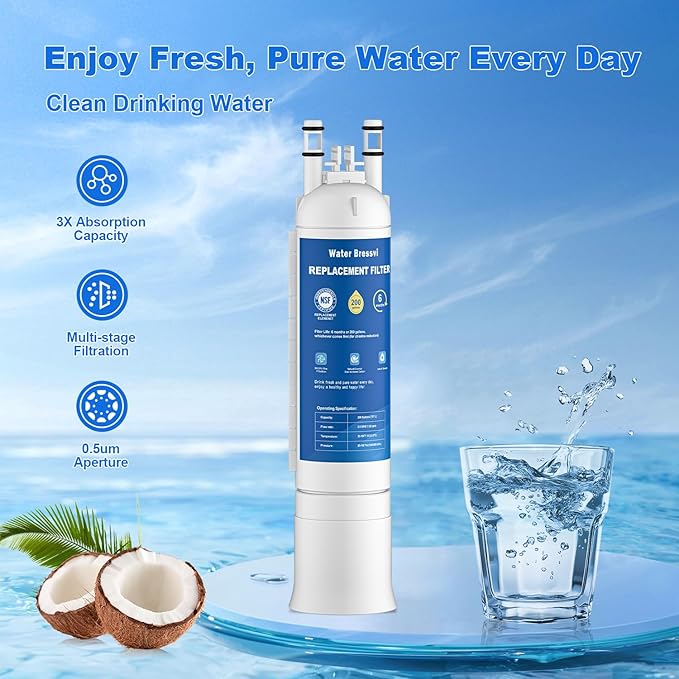 FPPWFU01 Water Filter Replacement Compatible with Frigidaire FPPWFU01, FPPWFU01, PureAdvantage, PWF-1 FPPWFU01 PurePour Water Filter, Remove Impurities from Water (3-PCS)
