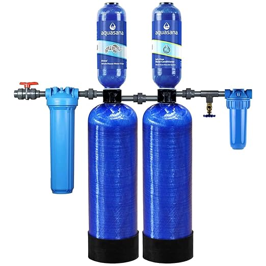 Aquasana Whole House Max Flow Water Filter | 1,000,000 Gallons | Salt-Free Softener Alternative | Carbon & KDF | Long-Lasting Pre-Filter | Reduce 97% Chlorine, Sediment & Scale | Rhino WH-1010-CT-LM